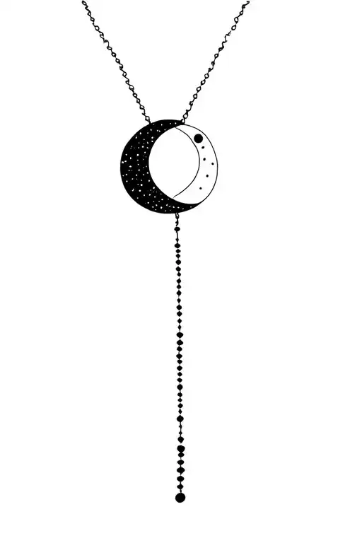 sun and moon hanging bead chain representing tattoo design idea