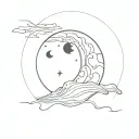 gothic moon ocean tattoo design idea