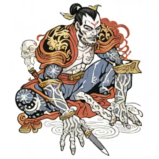 karna taking his armour by peeling his skin glass bones tattoo design idea