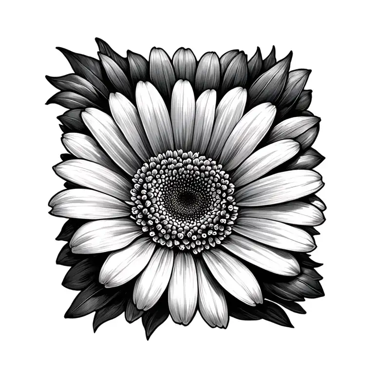 gerbera flower with flower stam as date 13.02.1950 tattoo design idea