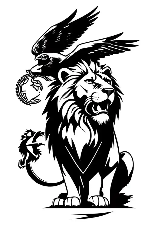 lion with usmc eagle globe tattoo design idea