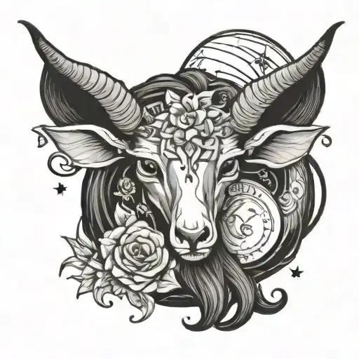 black Capricorn mother love you to the moon tattoo design idea