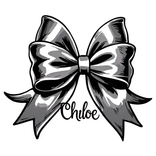 cheerleader bow tattoo with name "Chloe" on the bow tattoo design idea