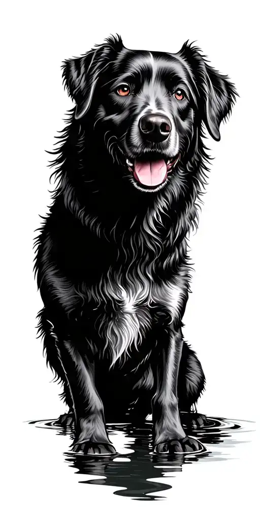 mountains water dogs tattoo design idea