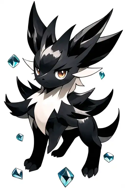 Ninetails Pokemon with gems scattered tattoo design idea