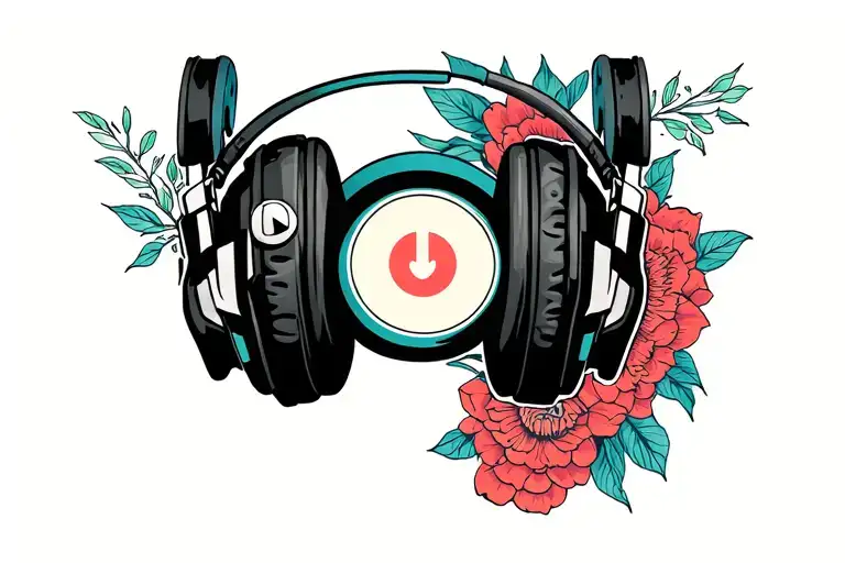 Mesclado DJ headphones with Gamer and Barberia tattoo design idea