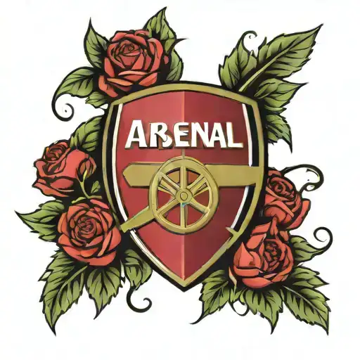 arsenal football club, logo intertwined with vines and flowers tattoo design idea