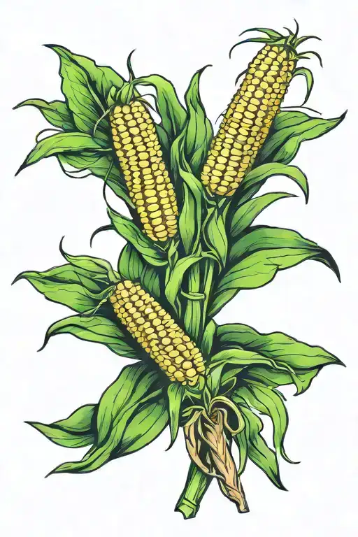 four corn stalks tattoo design idea