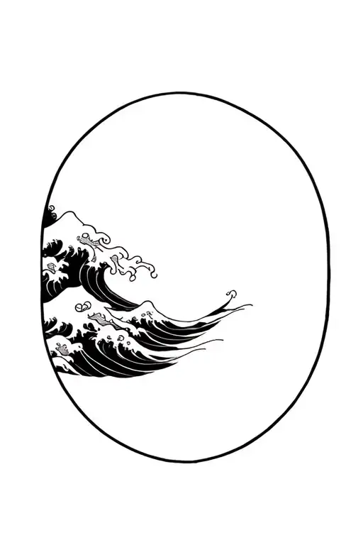 blackout japanese waves calf sized tatto tattoo design idea