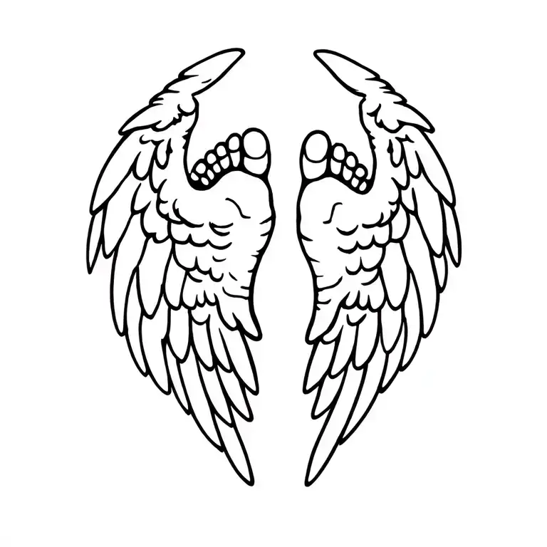 angel wings baby feet tattoo design idea