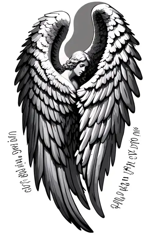 angel wings with grandparents birth and death dates tattoo design idea