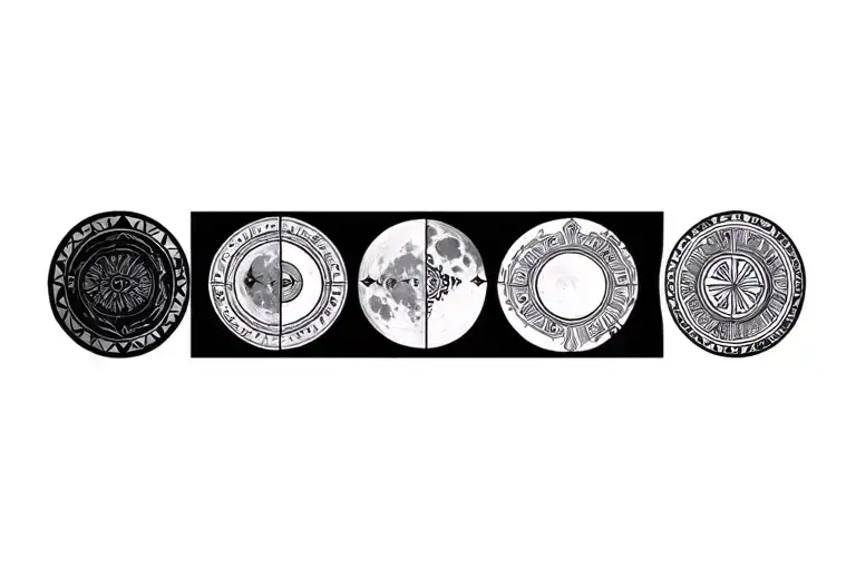 Aztec moon phases tattoo design idea