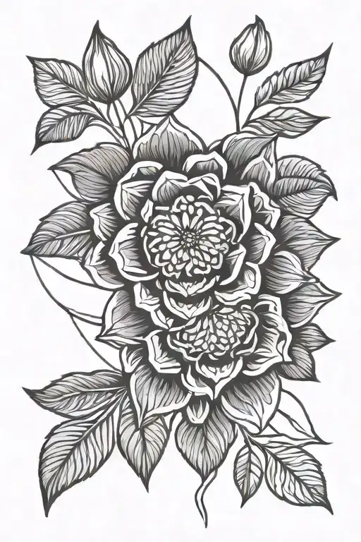 June, July, October Birth Flower tattoo design idea
