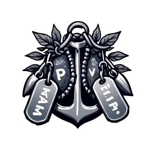 "pawpaw" anchor navy pawpaw with dog tags hanging tattoo design idea