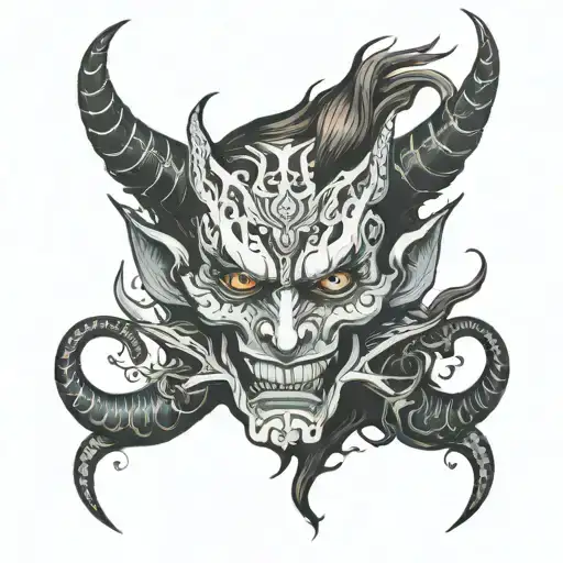 DEMON SIDED-FACE tattoo design idea