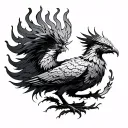 Simurgh and fire tattoo design idea