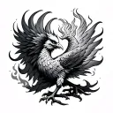 Simurgh and fire tattoo design idea