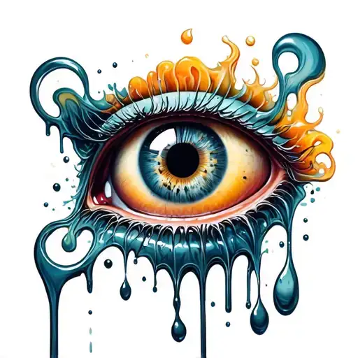 creepy dripping eyeball tattoo design idea