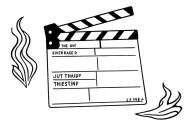 clapperboard with flame tattoo design idea