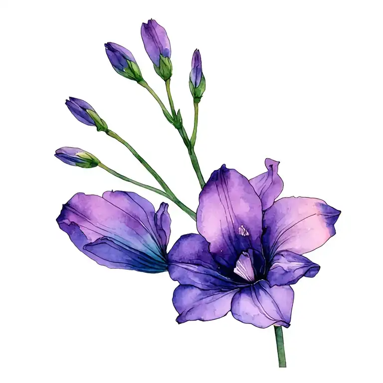 delicate single purple gladiolus flower tiny tattoo design idea