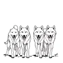 three wolves running front view tattoo design idea