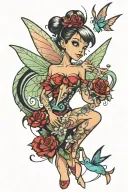 puerto rican tinkerbell tattoo design idea