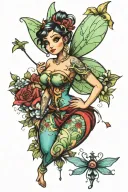 puerto rican tinkerbell tattoo design idea