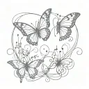 butterfly music note intertwined tattoo design idea