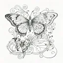 butterfly music note intertwined tattoo design idea