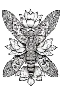 moth with lotus and mandala design featuring tattoo design idea