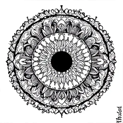 Finline with Dotart, zodiac Aquarius with a sign Libra in a kind of mandala tattoo design idea