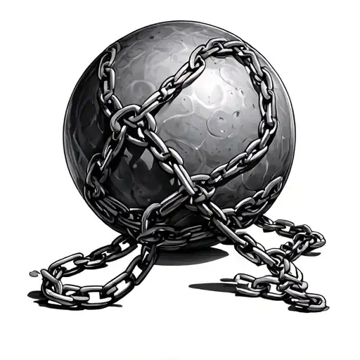 ball and chain tattoo design idea