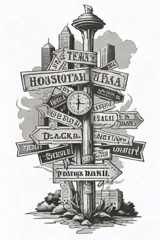 Houston Texas memorial with street signs on it tattoo design idea