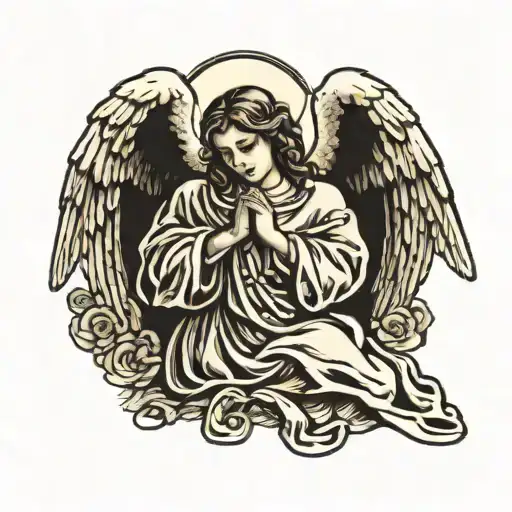 angel praying tattoo design idea