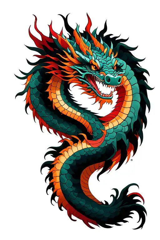 Japanese traditional dragon back tattoo tattoo design idea