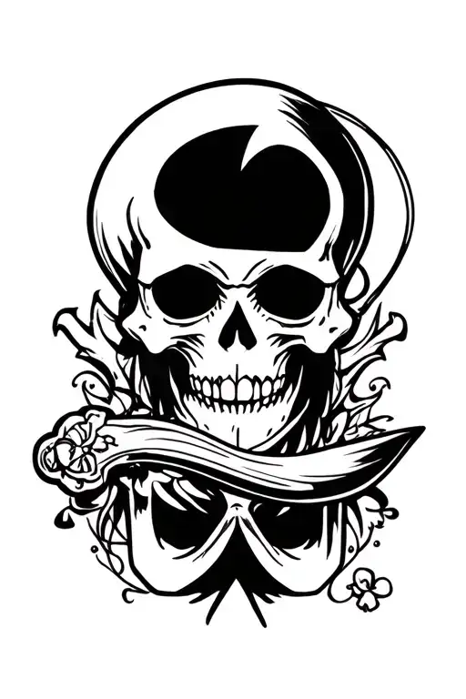 spade and skull tattoo design idea