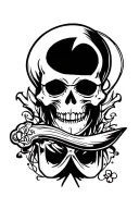 spade and skull tattoo design idea