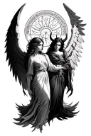 Gemini zodiac angel and devil with wings tattoo design idea