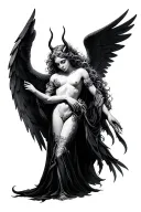 Gemini zodiac angel and devil with wings tattoo design idea