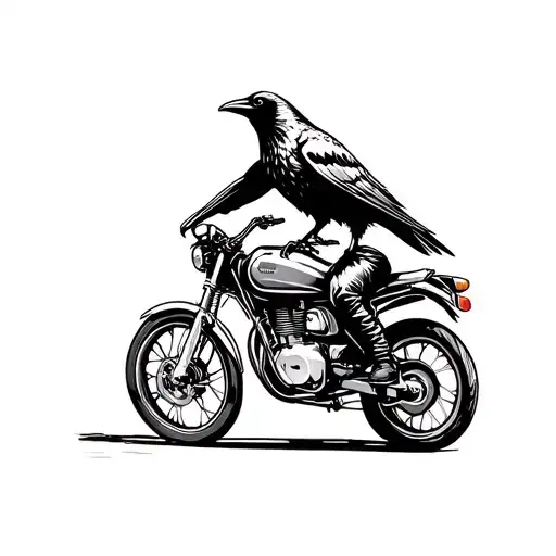 crow riding honda ct125 motorcycle tattoo design idea