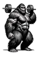 jacked Sasquatch deadlifting 1000 lbs tattoo design idea
