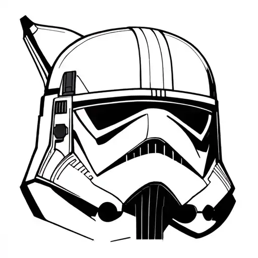 Fine Line Tattoo: Star Wars Geometric left side of Captain Rex helmet and slightly offset on the right side of Fives tattoo design idea