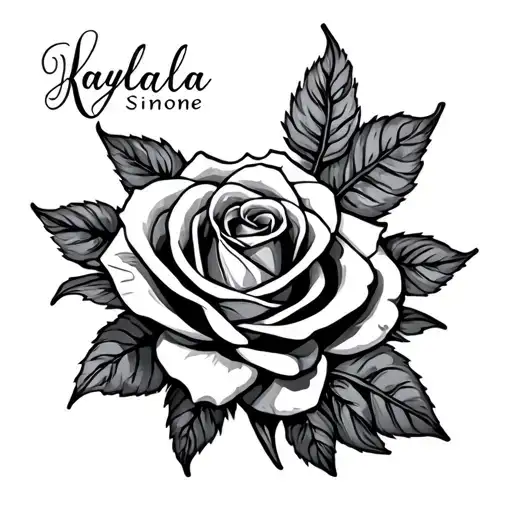 name Kayla Simone with a rose or heart tattoo design idea