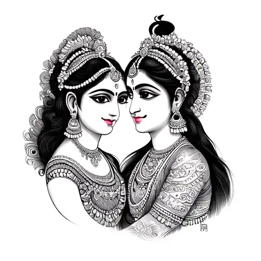 Mor Pankh with Radha Krishna Name Written tattoo design idea