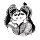 Mor Pankh with Radha Krishna Name Written tattoo design idea