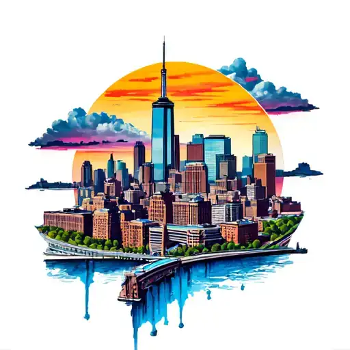 cincinnati skyline tattoo design idea