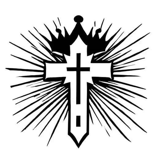 cross rosary with crown simple background  tattoo design idea