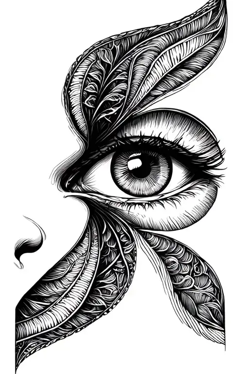 Create a minimalist, elegant design centered around a single eye. The eye should be thin-lined and almond-shaped, with c tattoo design idea