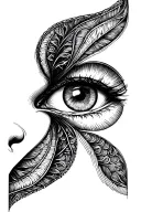 Create a minimalist, elegant design centered around a single eye. The eye should be thin-lined and almond-shaped, with c tattoo design idea
