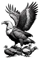 eagle surrounded by turkeys tattoo design idea